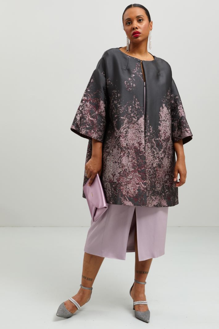 Spolverino jacquard - NERO ROSA VIOLA - Fashion Market