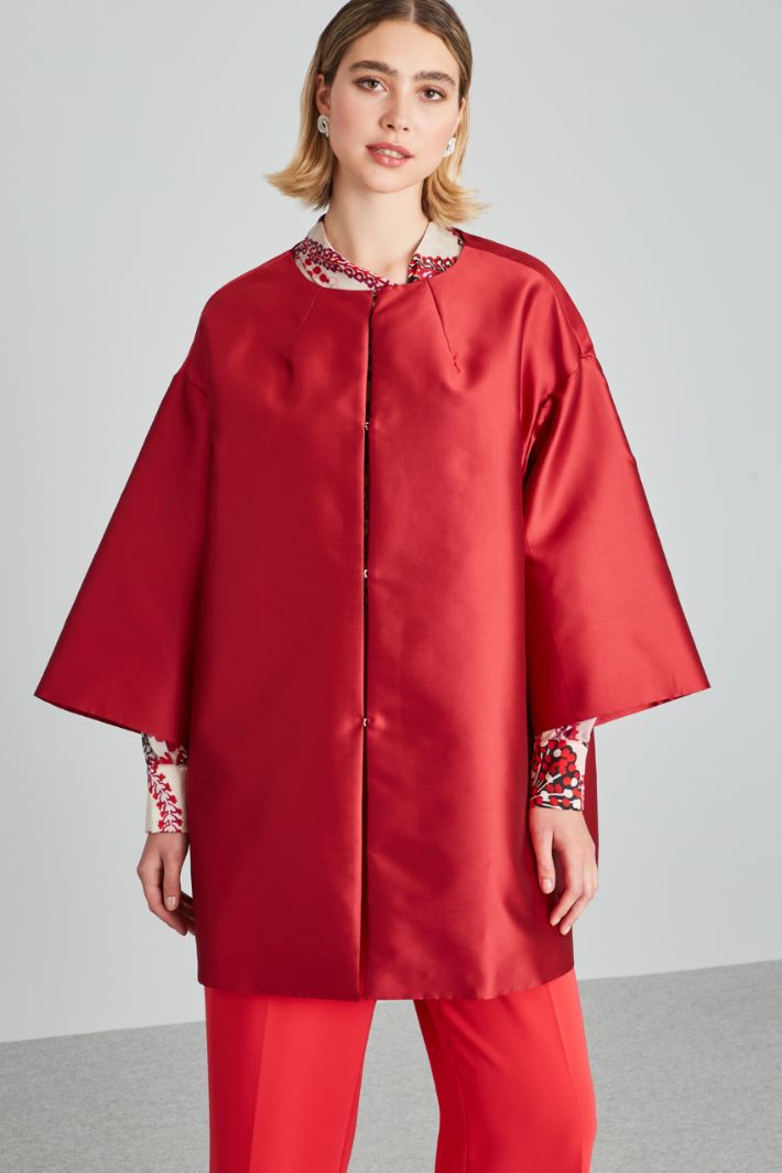 Spolverino in shantung - ROSSO VIOLA - Fashion Market - 2
