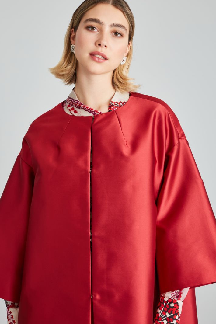 Spolverino in shantung - ROSSO VIOLA - Fashion Market - 3