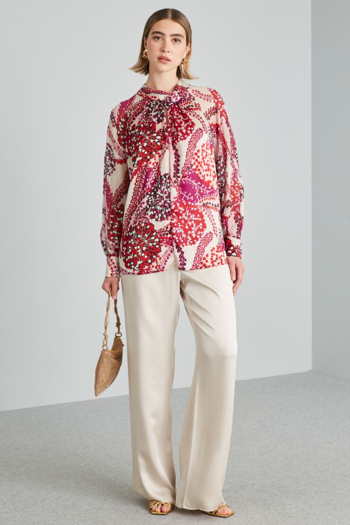 Pantaloni in enver satin - AVORIO - Fashion Market
