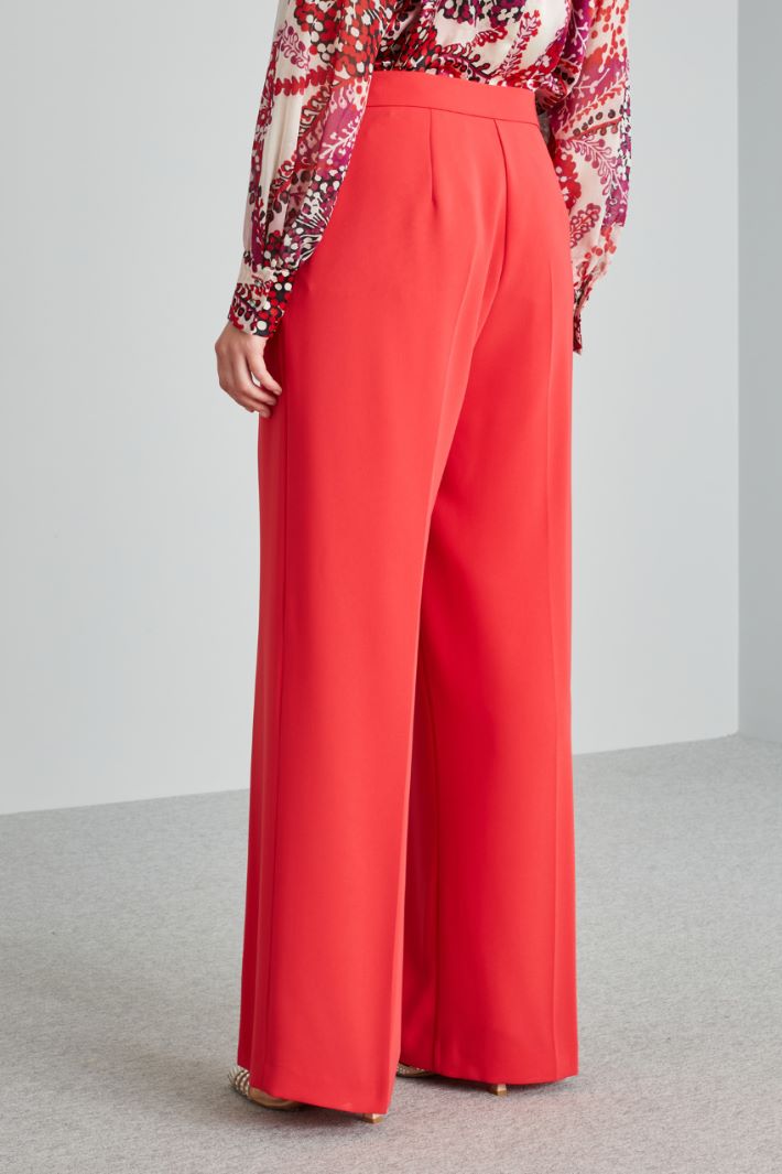 Pantaloni a palazzo con piega - ROSSO - Fashion Market - 4