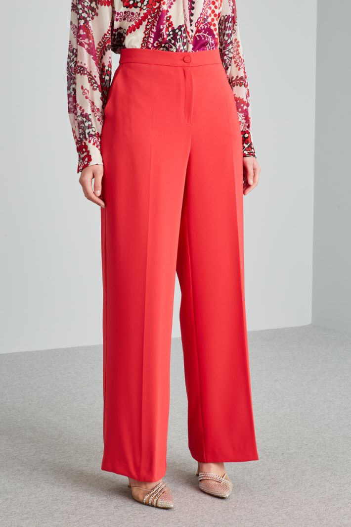 Pantaloni a palazzo con piega - ROSSO - Fashion Market - 2