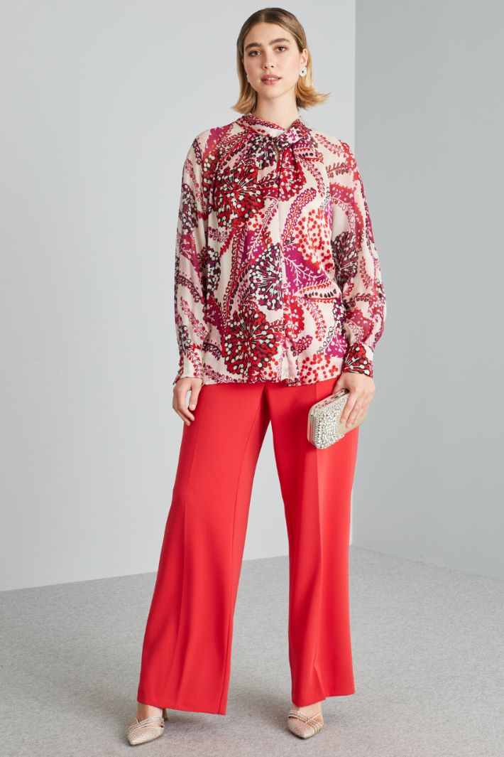Pantaloni a palazzo con piega - ROSSO - Fashion Market