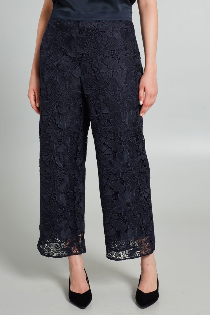 Pantaloni in pizzo macramè - BLU - Fashion Market - 2