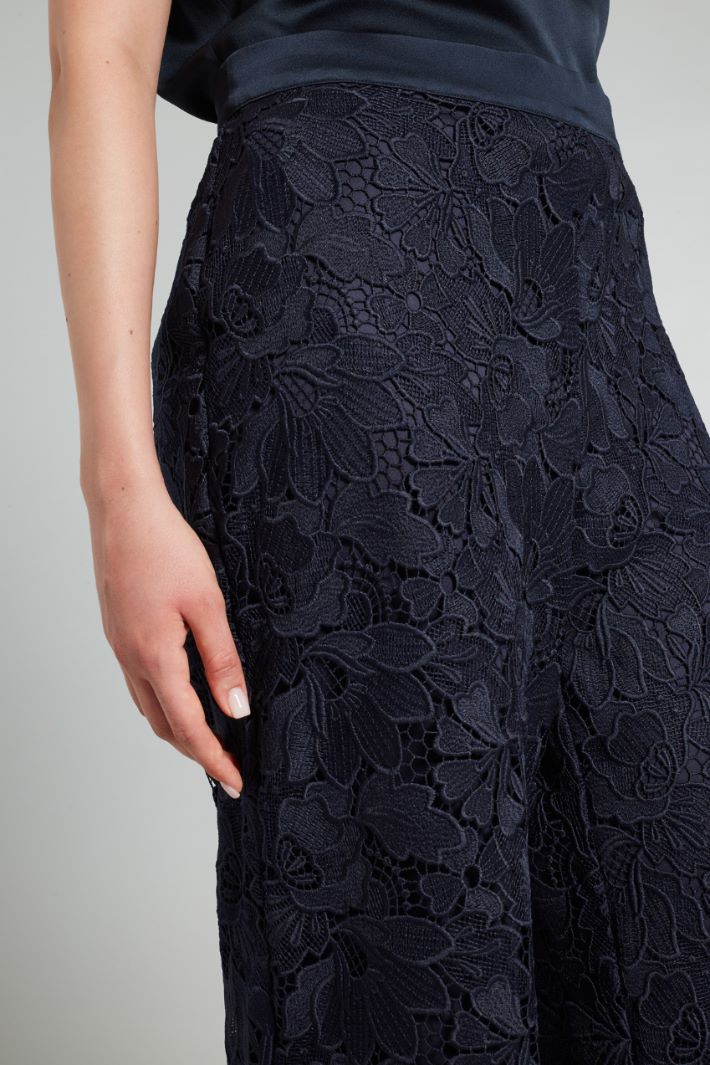 Pantaloni in pizzo macramè - BLU - Fashion Market - 3