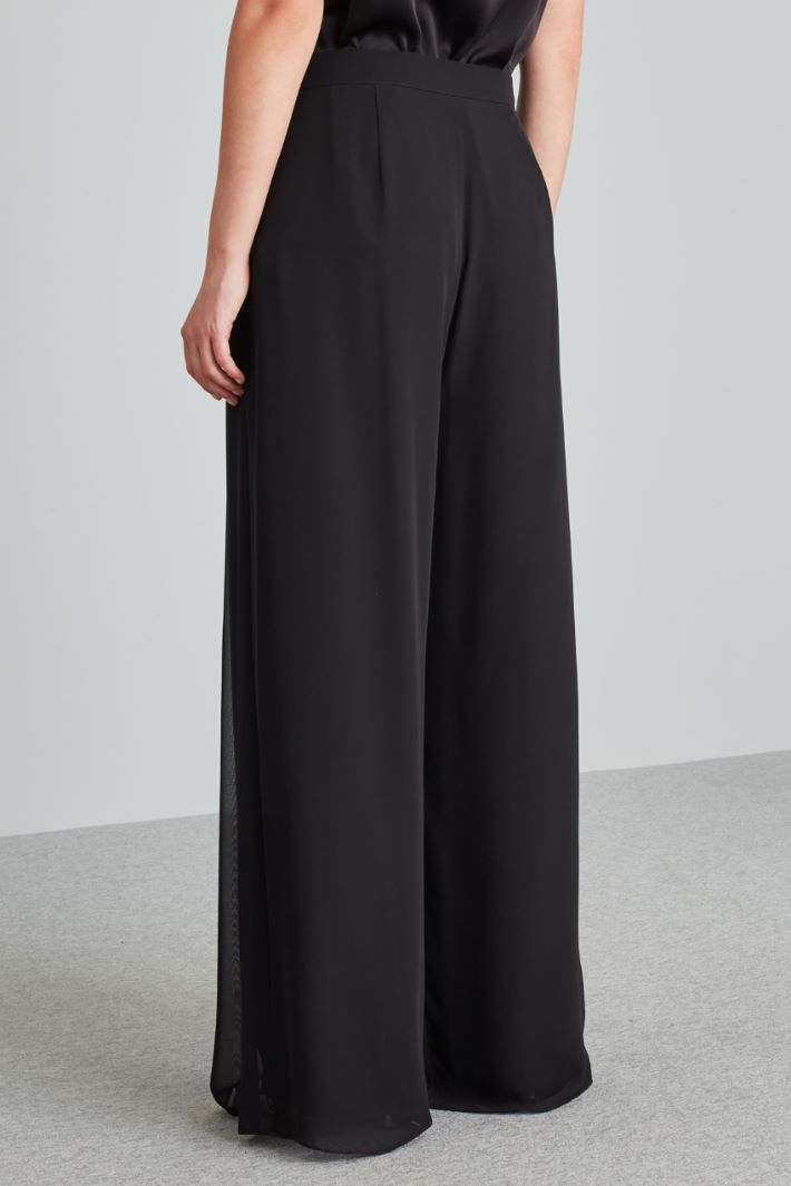 Pantaloni ampi in georgette - NERO - Fashion Market - 4