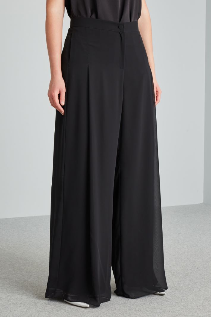 Pantaloni ampi in georgette - NERO - Fashion Market - 2