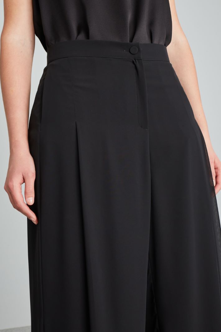Pantaloni ampi in georgette - NERO - Fashion Market - 3
