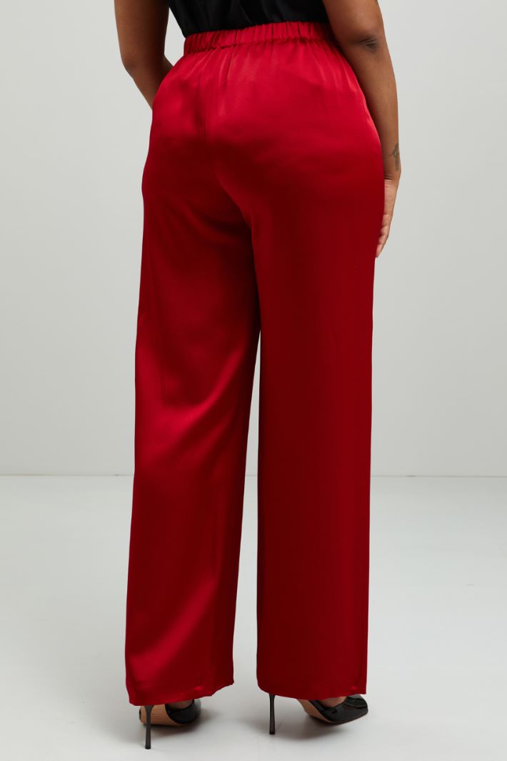 Pantaloni a palazzo in raso - ROSSO VENEZIANO - Fashion Market - 4