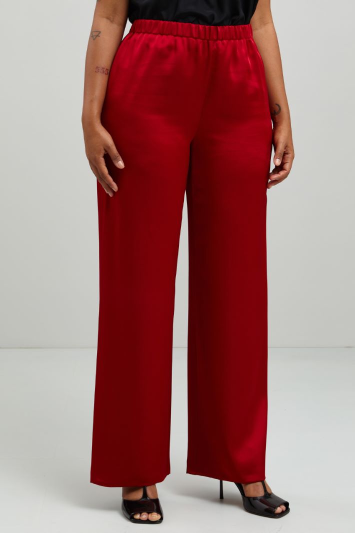 Pantaloni a palazzo in raso - ROSSO VENEZIANO - Fashion Market - 2
