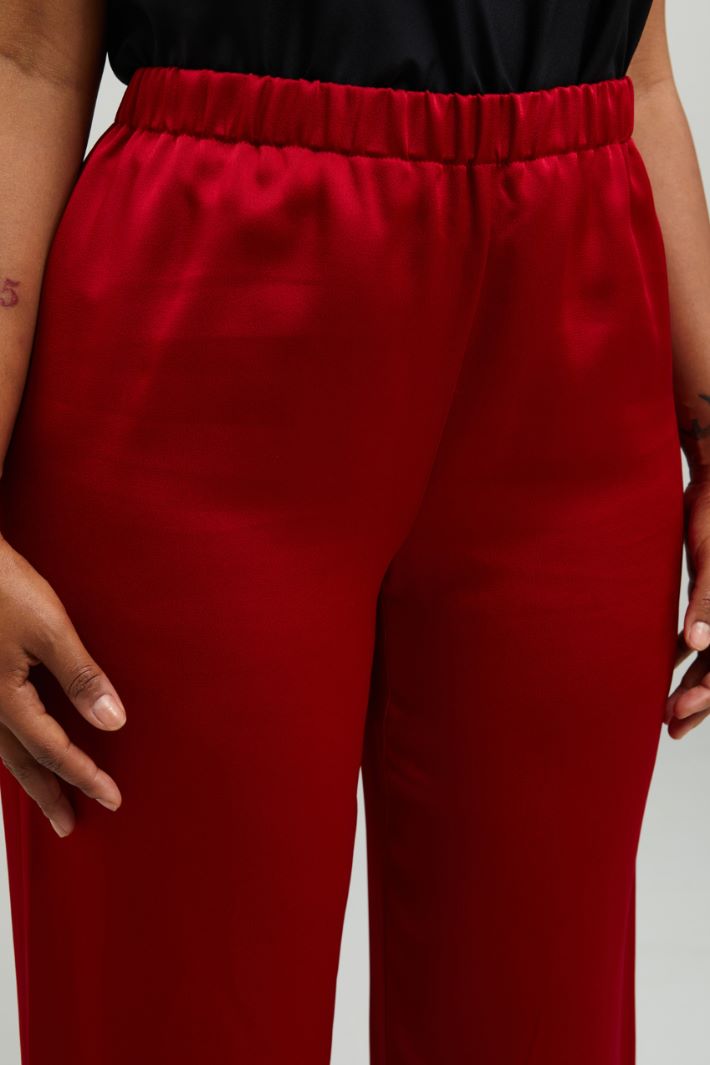 Pantaloni a palazzo in raso - ROSSO VENEZIANO - Fashion Market - 3