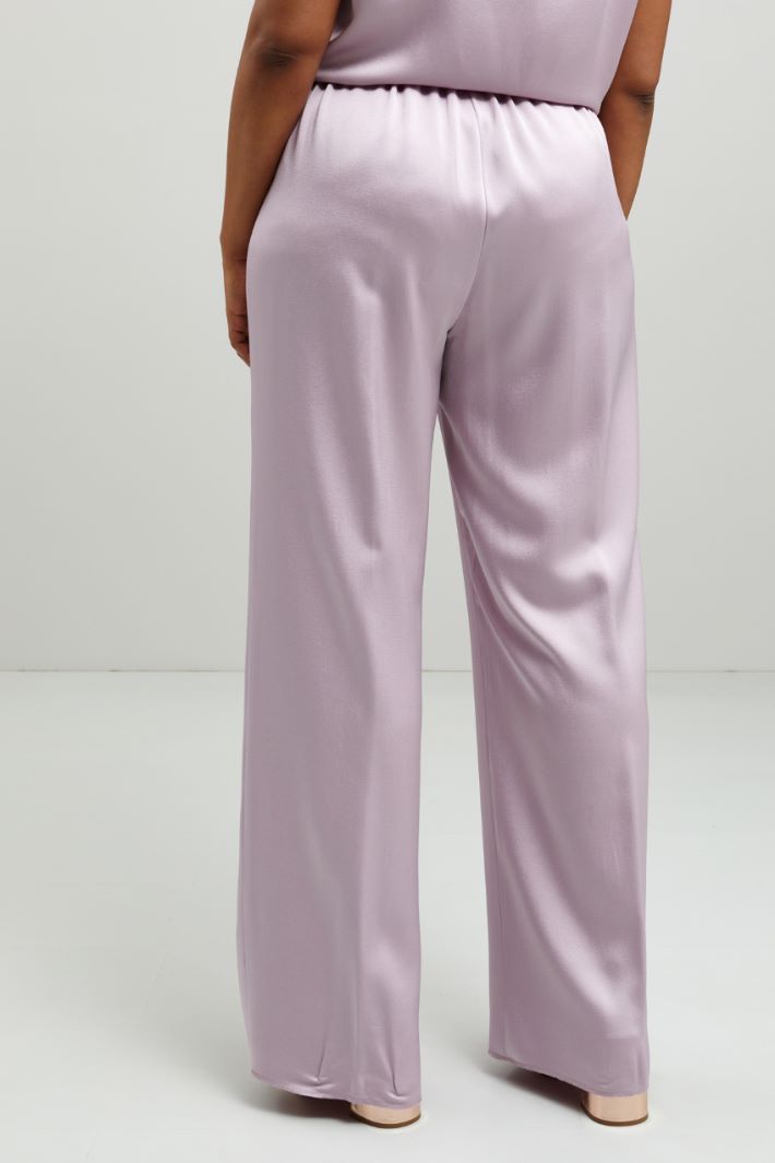 Pantaloni a palazzo in raso - LILLA - Fashion Market - 4