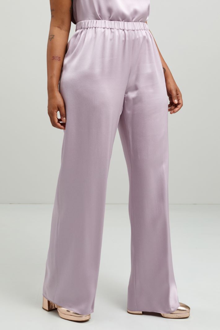 Pantaloni a palazzo in raso - LILLA - Fashion Market - 2