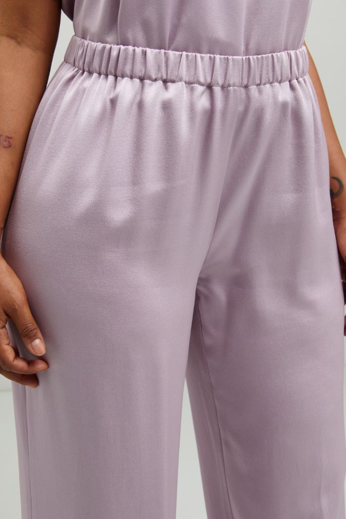 Pantaloni a palazzo in raso - LILLA - Fashion Market - 3