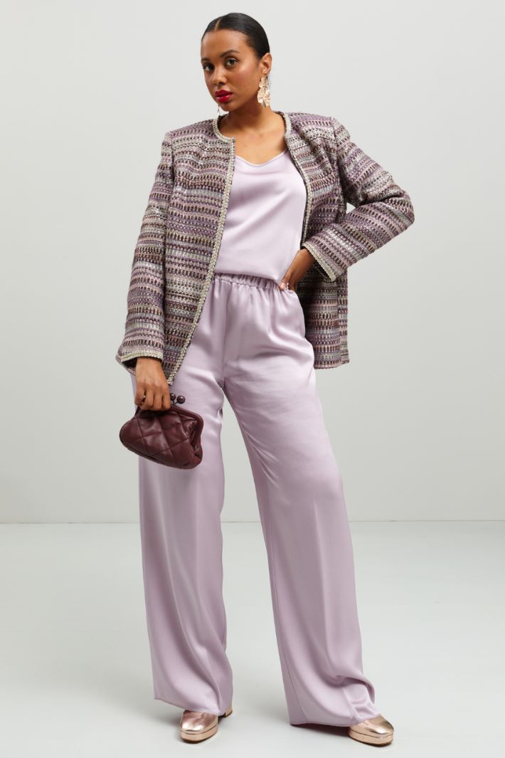Pantaloni a palazzo in raso - LILLA - Fashion Market