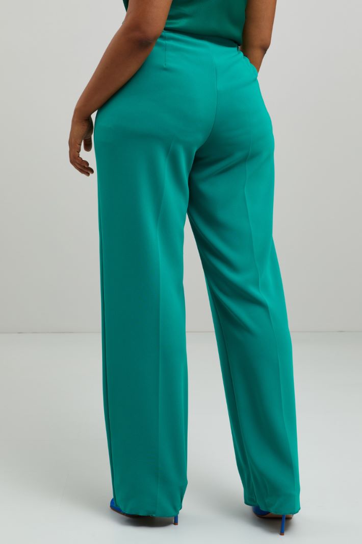 Pantaloni a palazzo in cady - TURCHESE - Fashion Market - 4