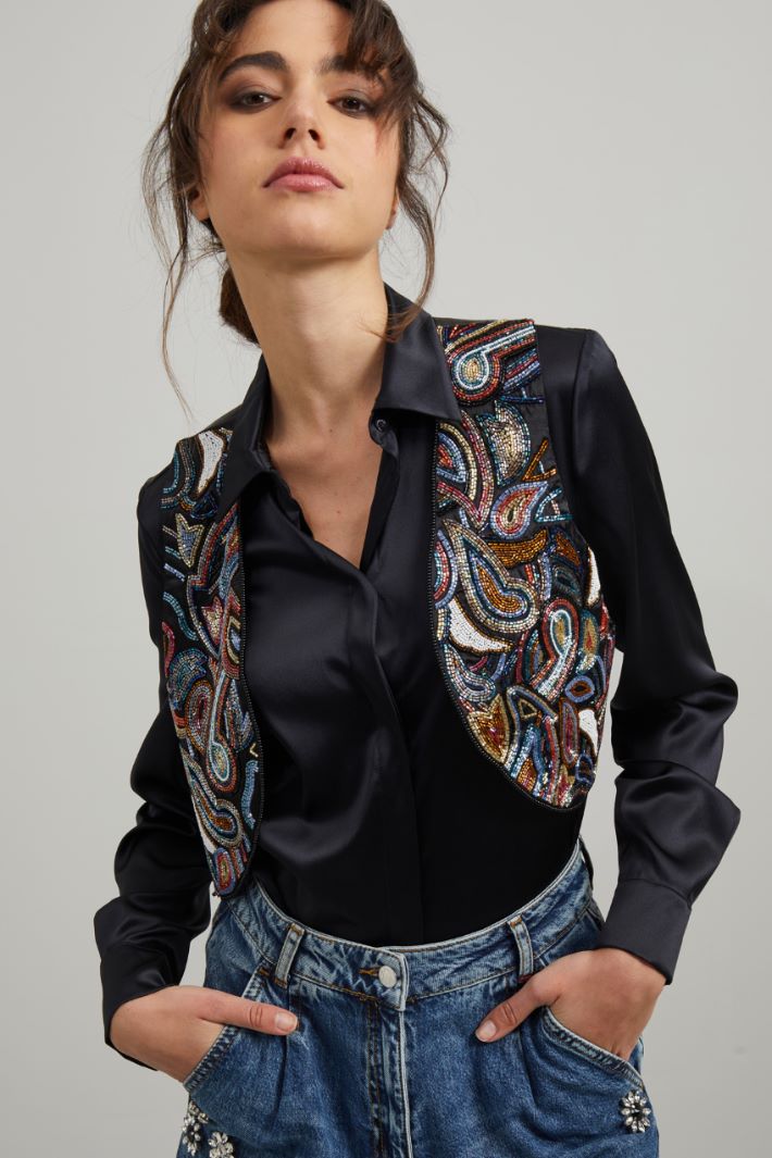 Gilet con perline - NERO - Fashion Market - 2