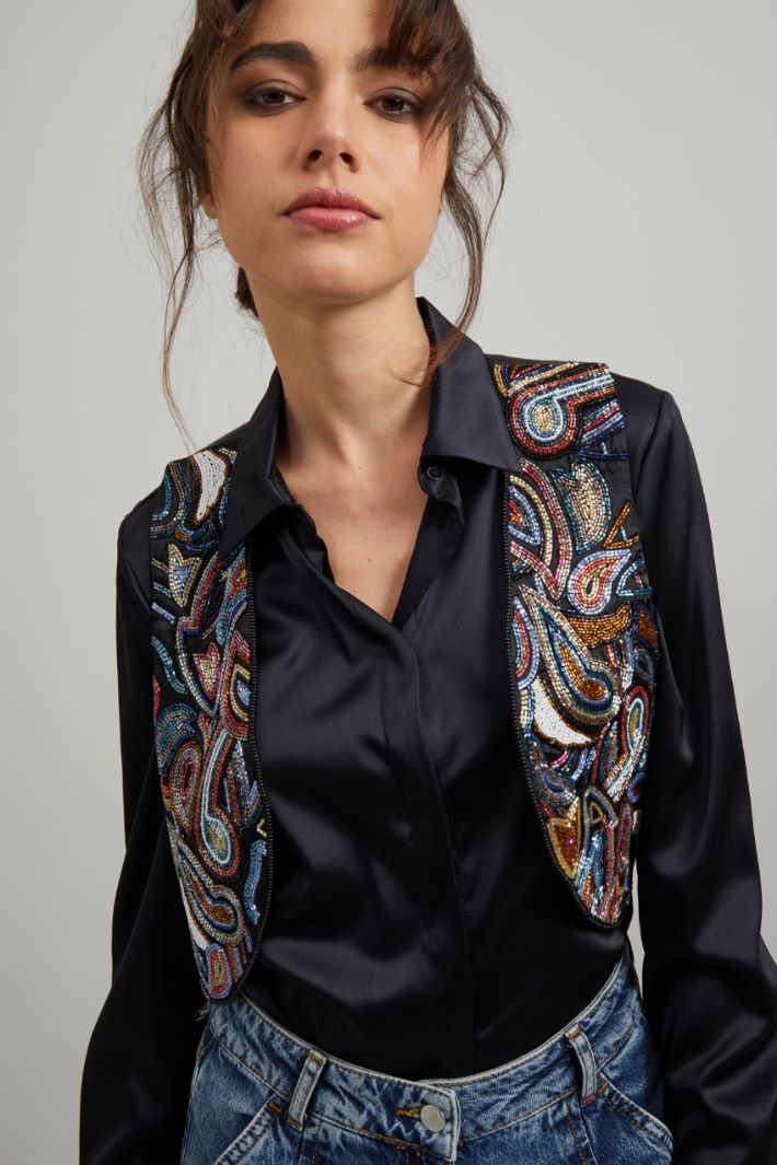 Gilet con perline - NERO - Fashion Market - 3