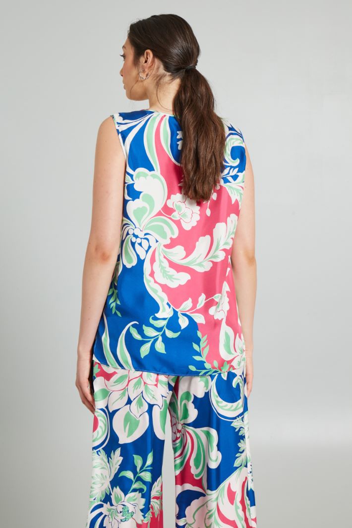 Top di seta  - BLU BIANCO FUCSIA - Fashion Market - 4