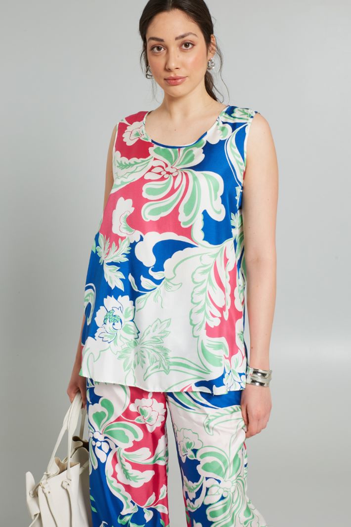 Top di seta  - BLU BIANCO FUCSIA - Fashion Market - 2