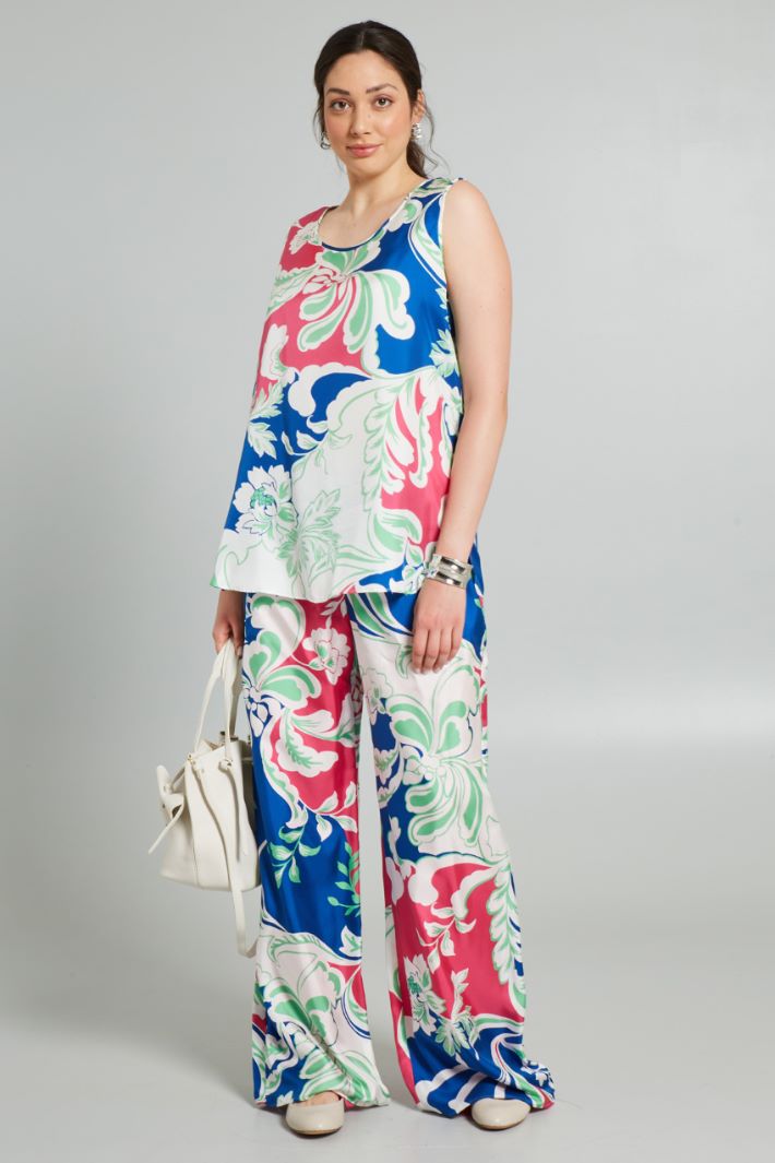 Top di seta  - BLU BIANCO FUCSIA - Fashion Market