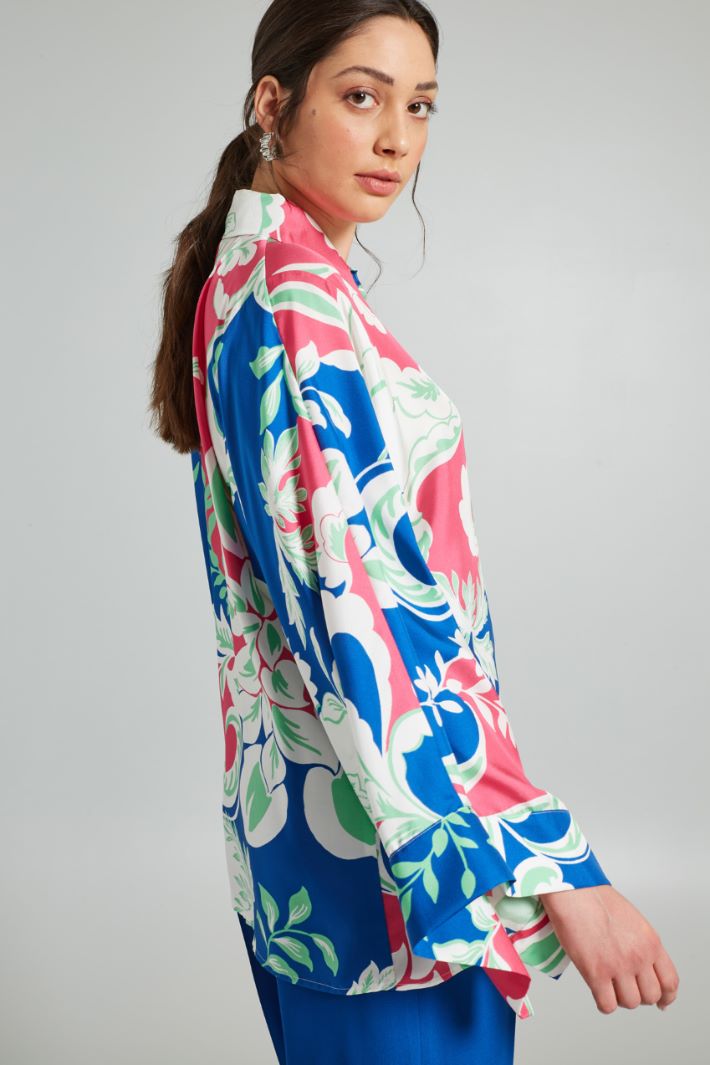 Casacca in seta - BLU BIANCO FUCSIA - Fashion Market - 2
