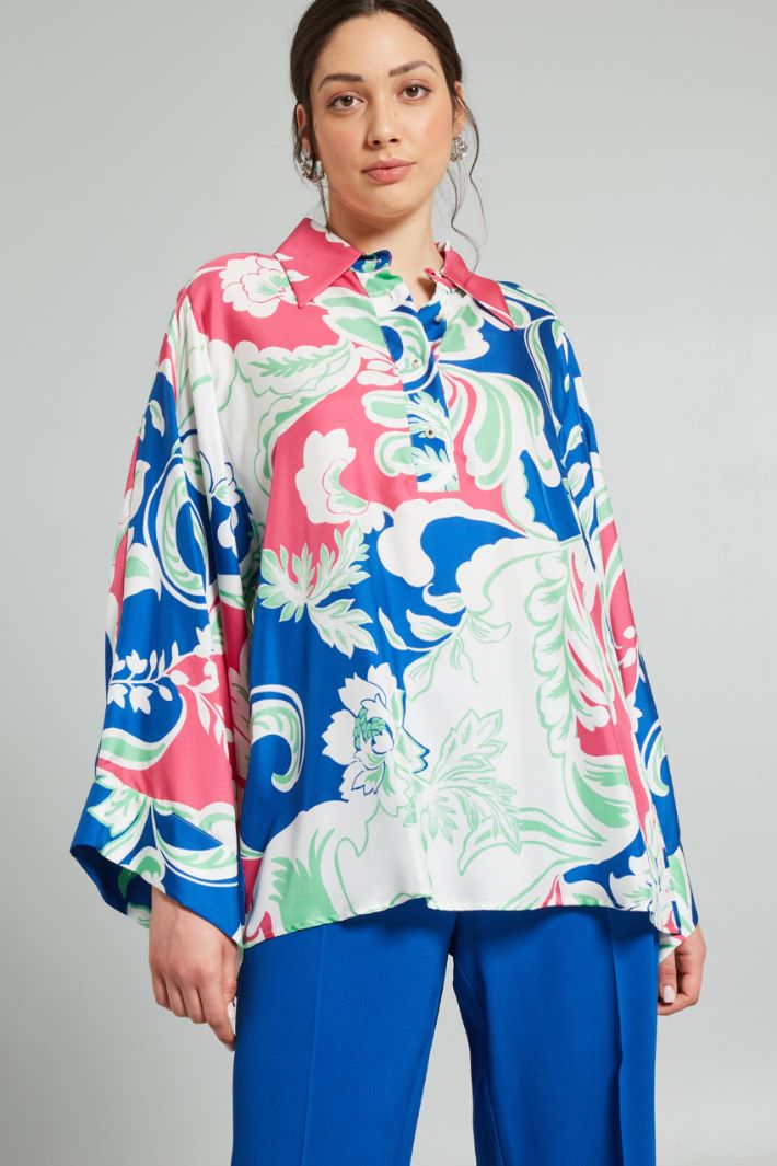 Casacca in seta - BLU BIANCO FUCSIA - Fashion Market - 3