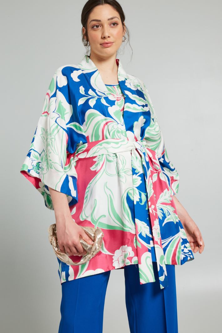 Casacca in seta - BLU BIANCO FUCSIA - Fashion Market - 2