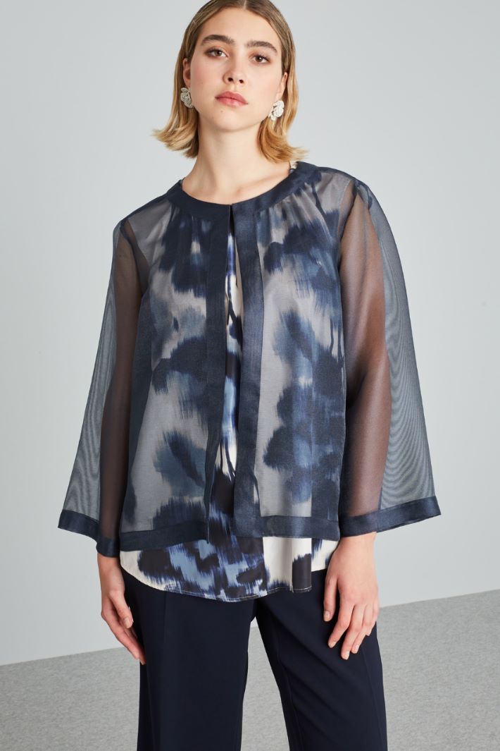 Spolverino corto in organza  - BLU NOTTE - Fashion Market - 2