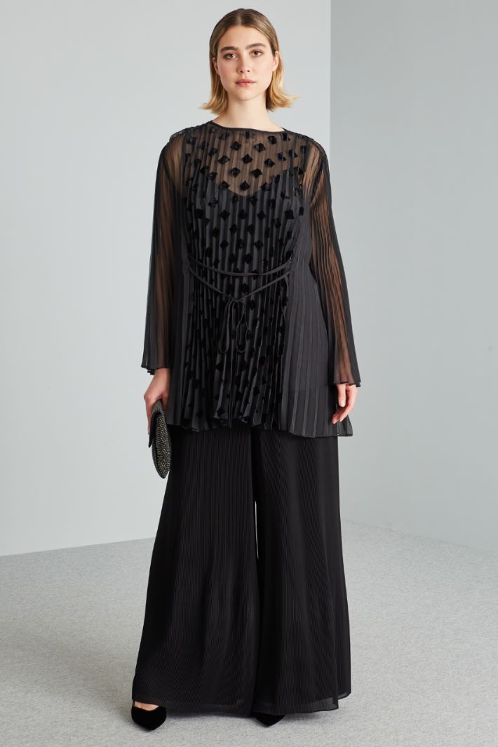 Casacca in georgette dévoré - NERO - Fashion Market