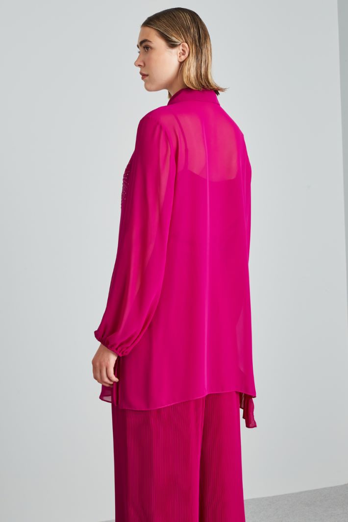Casacca in georgette con strass - CICLAMINO - Fashion Market - 4