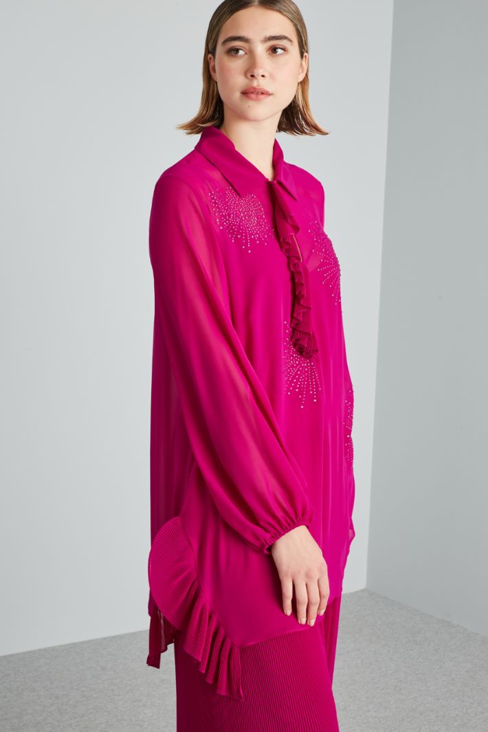 Casacca in georgette con strass - CICLAMINO - Fashion Market - 2