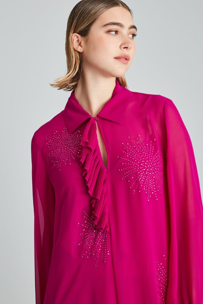 Casacca in georgette con strass - CICLAMINO - Fashion Market - 3