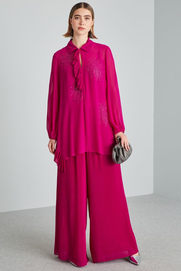 Casacca in georgette con strass - CICLAMINO - Fashion Market