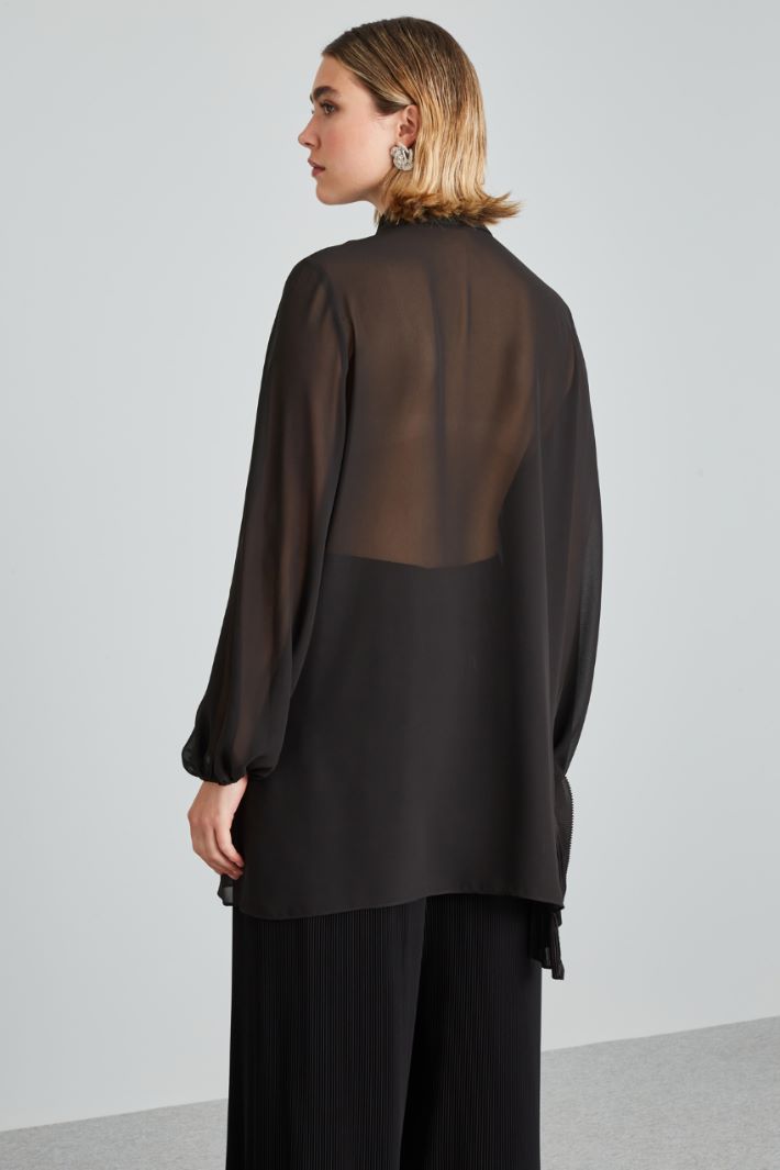 Casacca in georgette con strass - NERO - Fashion Market - 4