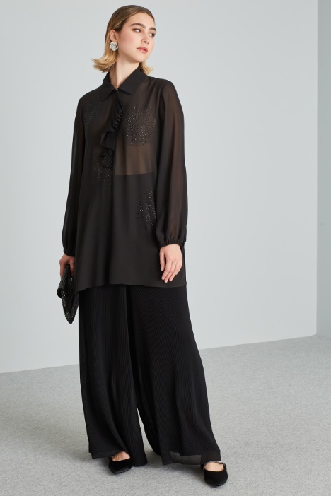 Casacca in georgette con strass - Fashion Market