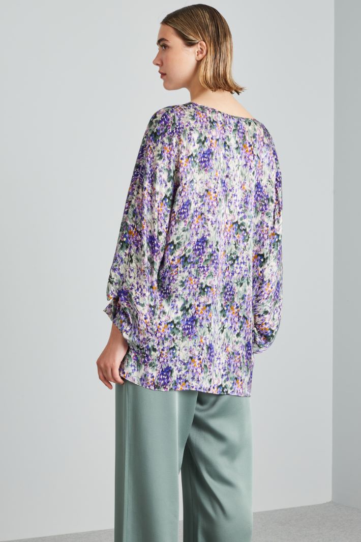 Blusa in raso di pura seta - VIOLA VERDE - Fashion Market - 4