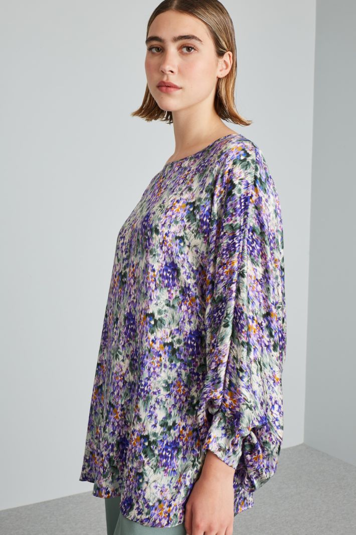 Blusa in raso di pura seta - VIOLA VERDE - Fashion Market - 2