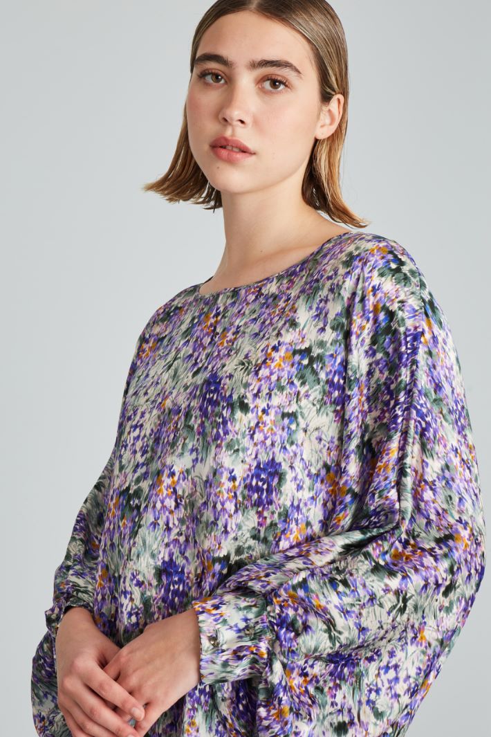 Blusa in raso di pura seta - VIOLA VERDE - Fashion Market - 3