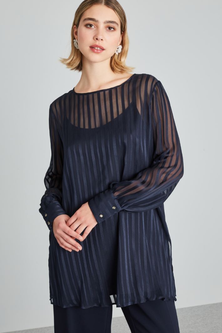Casacca in creponne di seta - BLU NOTTE - Fashion Market - 2