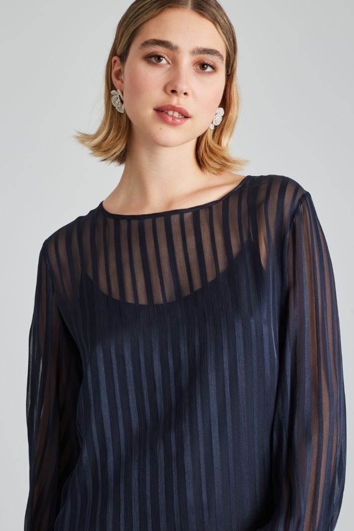 Casacca in creponne di seta - BLU NOTTE - Fashion Market - 3