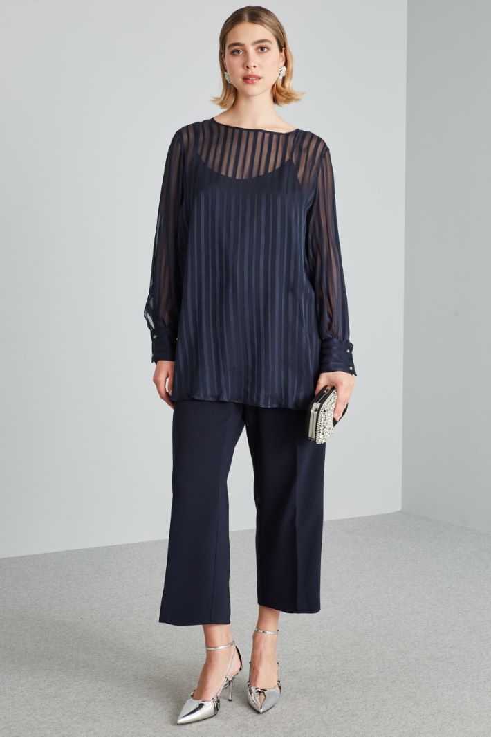 Casacca in creponne di seta - BLU NOTTE - Fashion Market