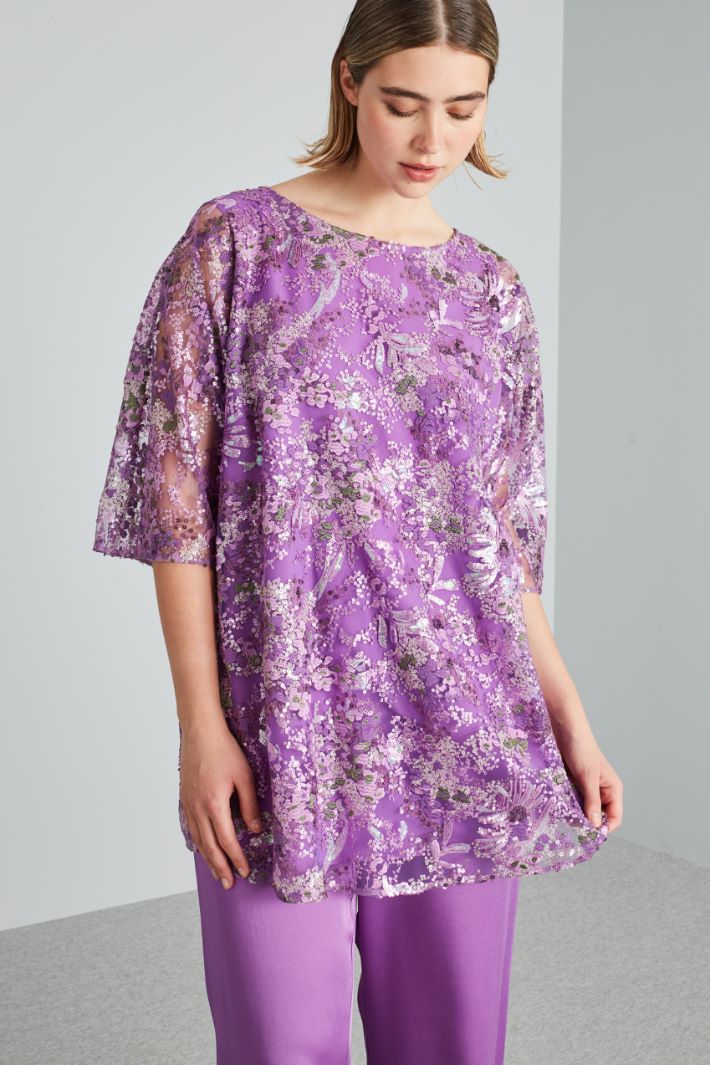Casacca in tulle ricamato - VIOLA - Fashion Market - 2