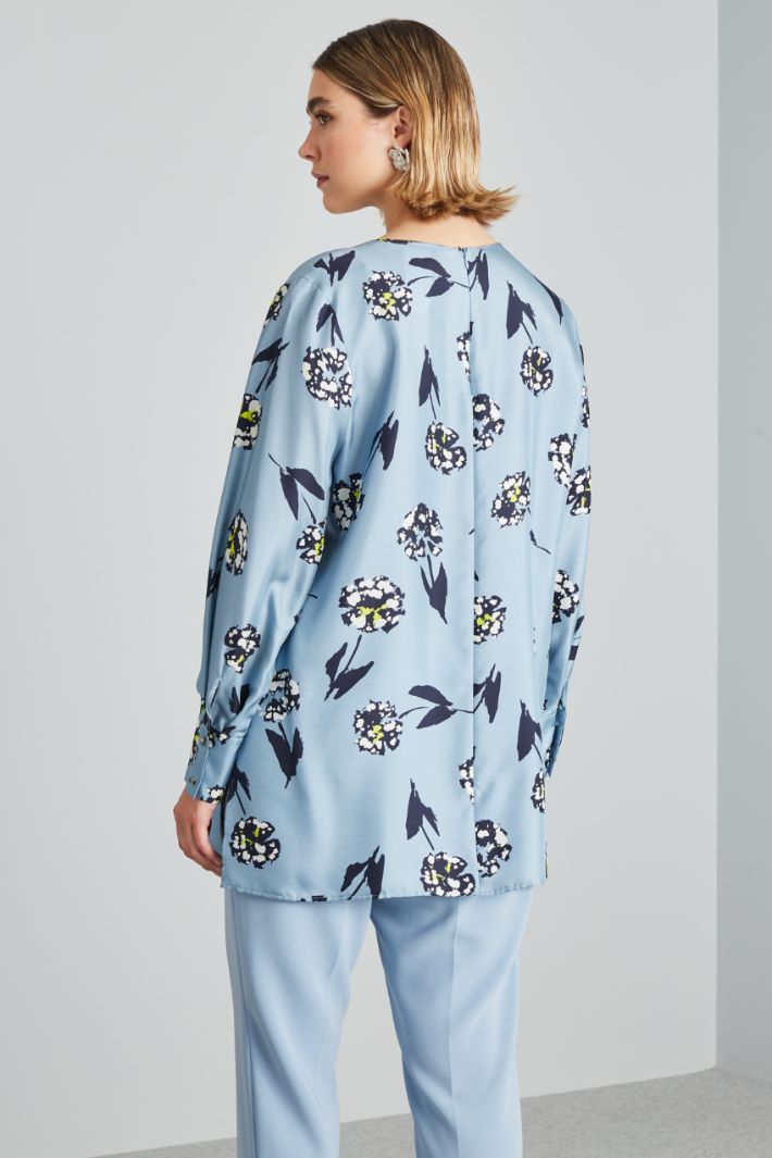 Casacca in twill di seta - AZZURRO BLU BIANCO - Fashion Market - 4