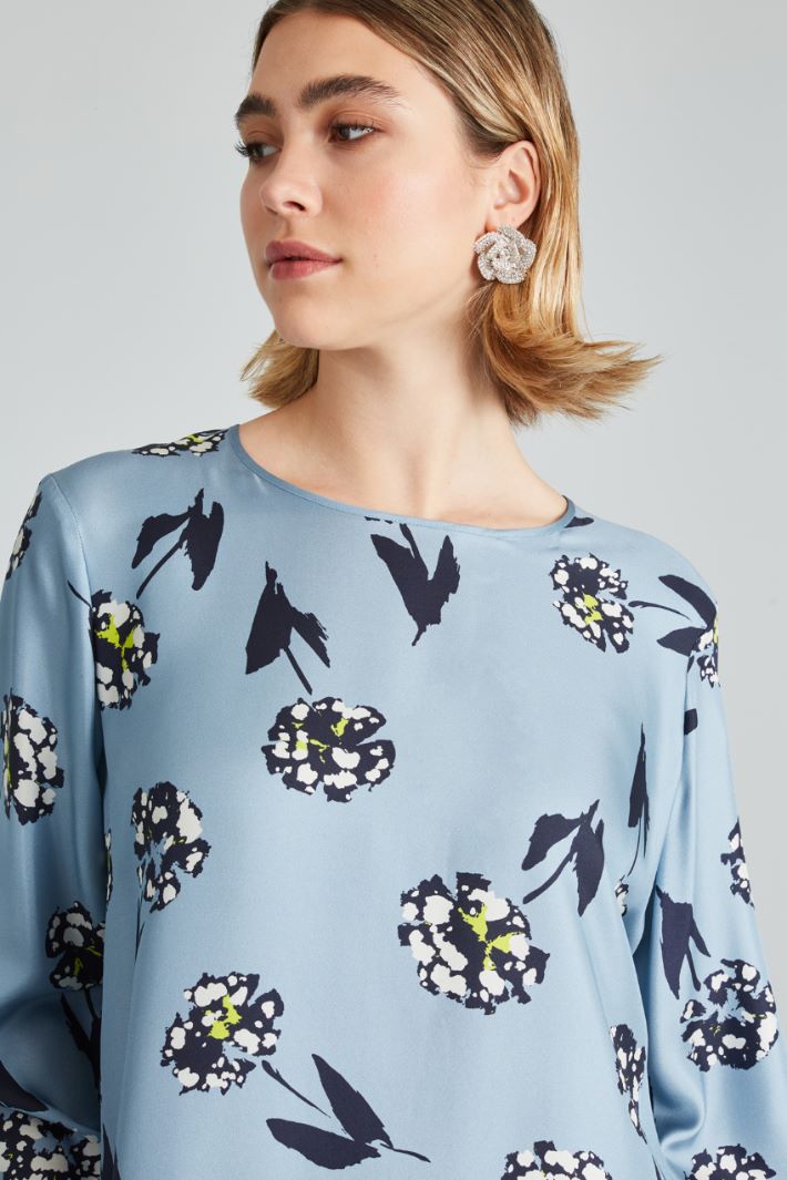 Casacca in twill di seta - AZZURRO BLU BIANCO - Fashion Market - 3