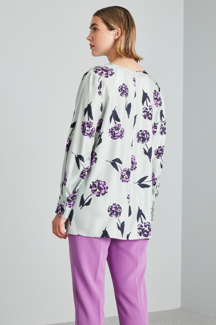 Casacca in twill di seta - VERDE ACQUA VIOLA - Fashion Market - 4