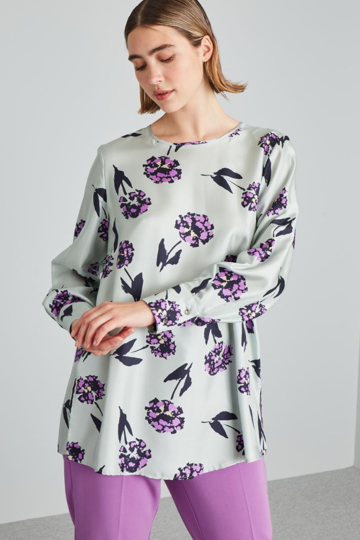 Casacca in twill di seta - VERDE ACQUA VIOLA - Fashion Market - 2