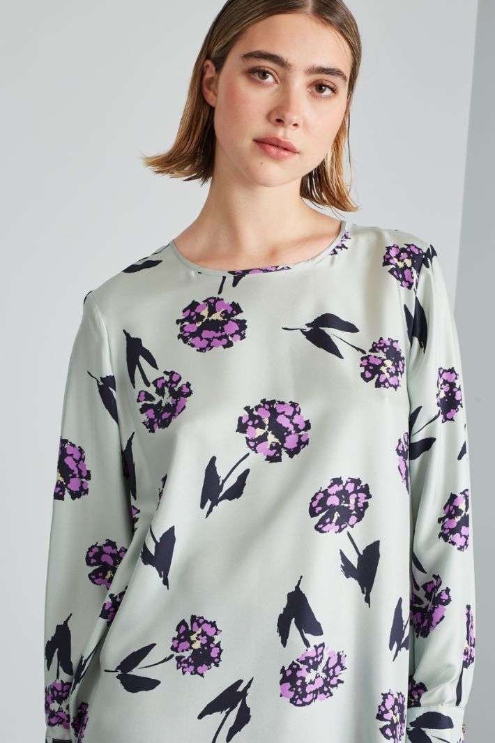 Casacca in twill di seta - VERDE ACQUA VIOLA - Fashion Market - 3