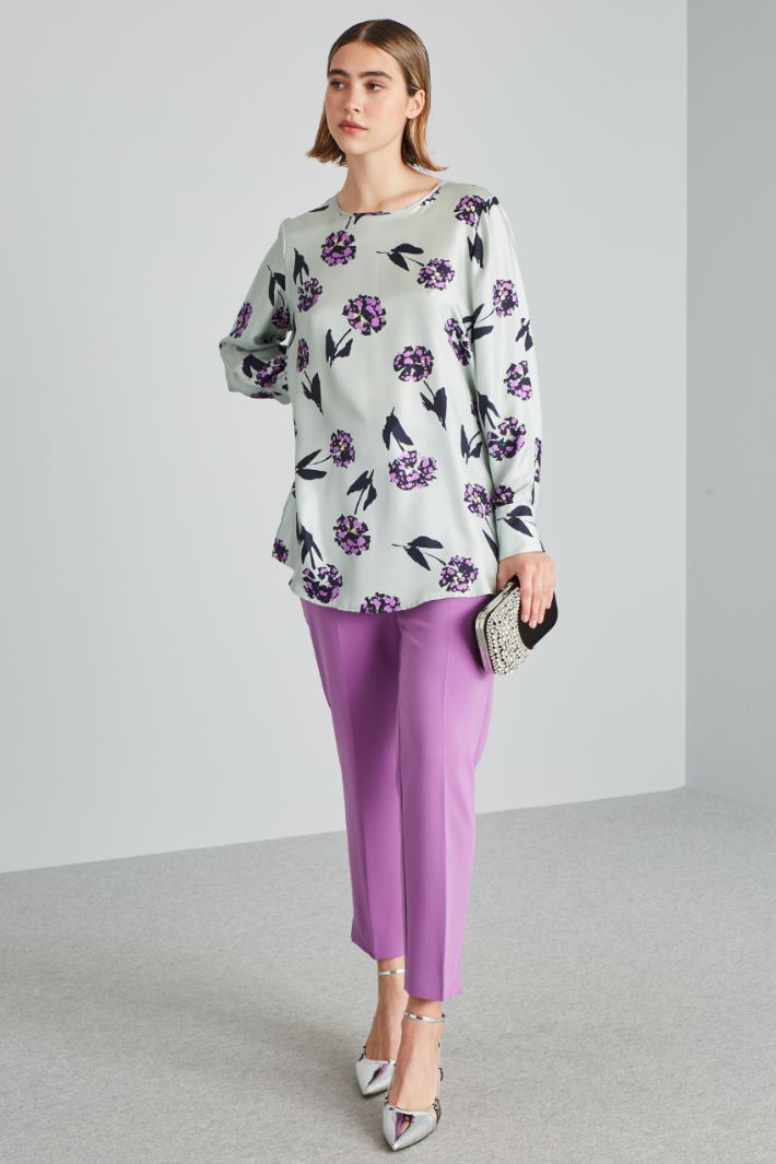 Casacca in twill di seta - VERDE ACQUA VIOLA - Fashion Market