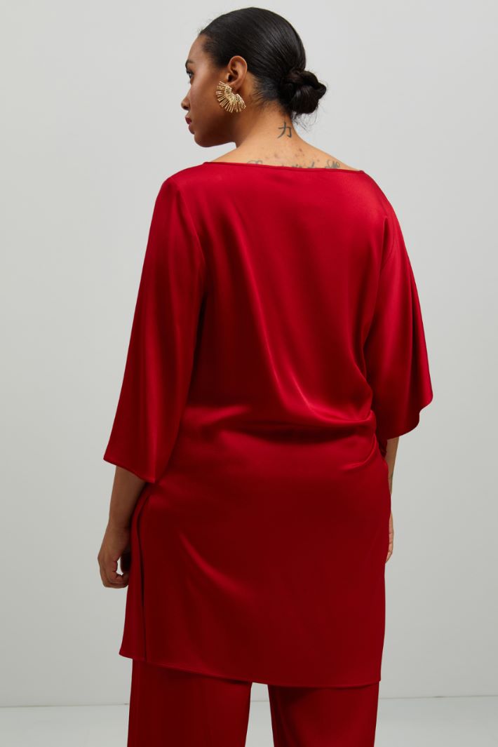 Casacca lunga in raso - ROSSO VENEZIANO - Fashion Market - 4